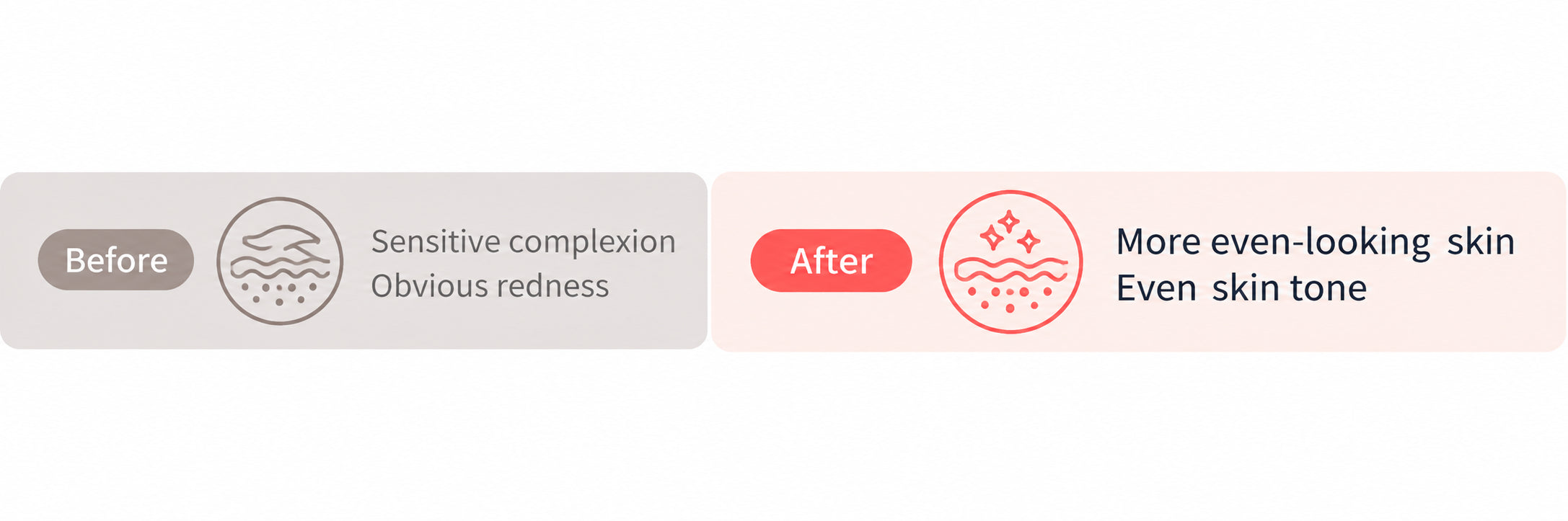 Before: sensitive complexion and obvious redness. After: more even-looking skin and even skin tone.
