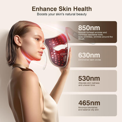 Mcwofi 3D Wireless LED Face Mask – 300 LEDs, 9 Modes, Beige