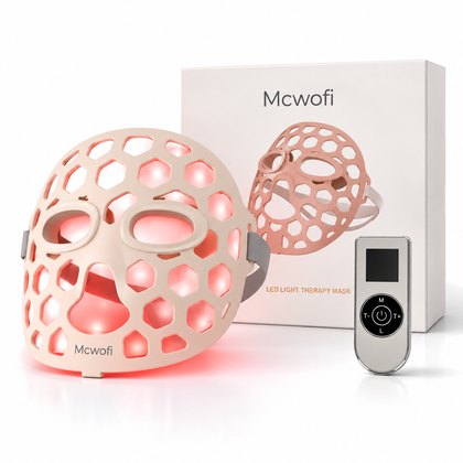 Mcwofi Open-Grid LED Face Mask – 4 Light Modes, Cream